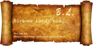 Birkner Letícia névjegykártya